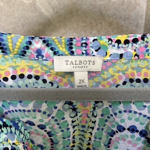 Talbots Womens Multi Color 100% Cotton Top Size 2X Pristine Condition - Picture 4 of 12